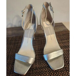 Dolce Vita Silver Leather Strappy Stiletto Heels